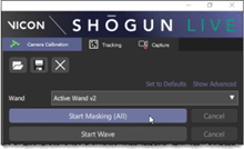 vicon shogun live start masking